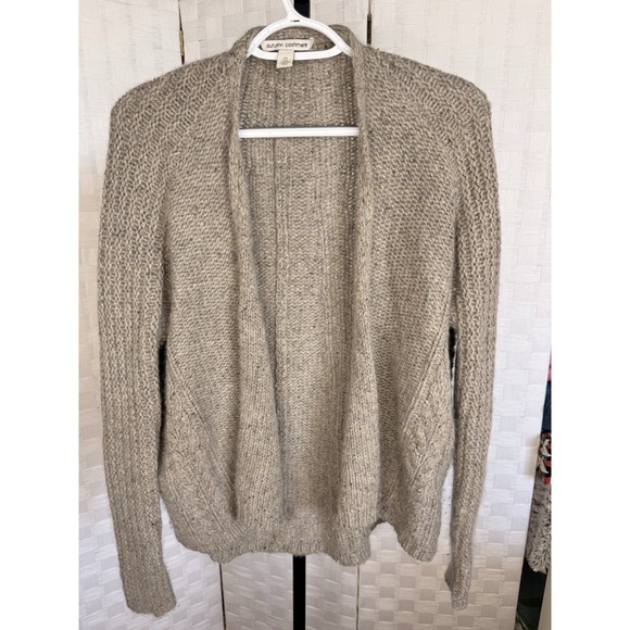 Autumn Cashmere Sweaters - Cashmere Sweater Gray Cable knit Open Waterfall front‎ Cardigan Quiet Luxury Sm